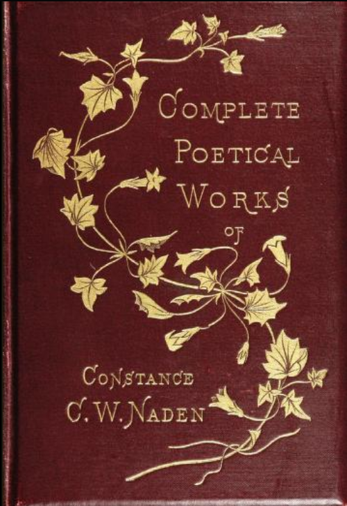 Red cover with golden floral decoration. Complete Poetical works of Constance Naden,